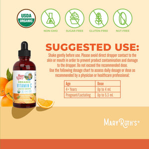 MARYRUTH'S Organic Vitamin C Supplement - Liquid Vitamin C Liquid Drops for Adults & Kids - Immune Support Supplement for Overall Health