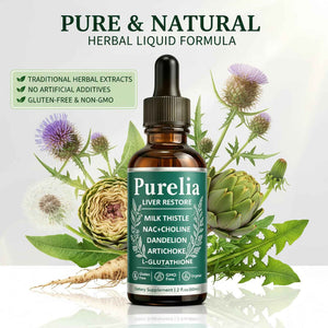 Purelia Liver Restore, 2.02FL OZ Liver Restore Drops, Complete Liver Support Supplement with Milk Thistle, Dandelion Root, L-Glutathione & Choline for Natural Balance & Liver Cleanse