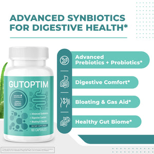 GutOptim Probiotic & Prebiotic Capsules | Pre and Probiotics for Synbiotic Gut Health & Bloating Relief for Women & Men | Enzyme with Probiotics for Digestive Health | Non-GMO, 60 Ct, 3 Month Supply Nature’s NutriWave buy supplements Au