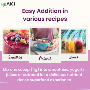 AKI Maqui Berry Extract Powder – Wild Harvested from Patagonia, High in Anthocyanins & Polyphenols, Freeze-Dried Superfruit for Smoothies, Non-GMO, Vegan, 150g/ 5.3 oz AKI ORGANIC buy supplements Au