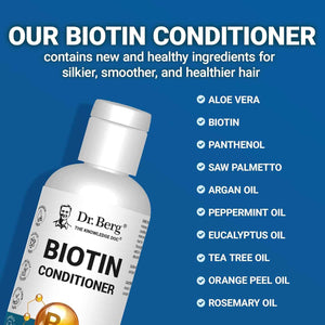 Dr. Berg Biotin Conditioner for Men & Women (Improved High-Performance Formula) - Independently Tested & Certified Paraben- Sulfate- & Silicone-Free - Infused w/Biotin, Argan & Botanicals - 8 Fl oz