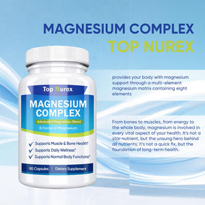 Top Nurex Magnesium Complex 1000 mg, 8-Source Magnesium Blend with Glycinate, Citrate, Malate & Taurate, Vegan Non-GMO Formula, 90 Capsules Kunnozz buy supplements Au