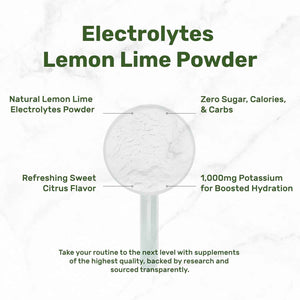 Electrolytes Powder, 1lb (69 Servings) - No Sugar, Lemon Lime - Hydration Supplement Drink Mix - High Potassium 1,000mg Per Serving, Manganese & Magnesium - Natural Hydration & Energy - Keto Friendly
