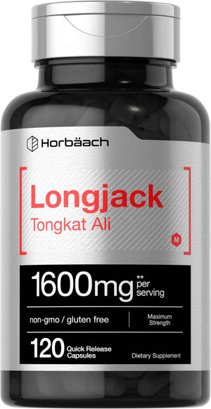 Horbäach Longjack Tongkat Ali for Men and Women - 120 Capsules - Extract Supplement - Maximum Strength Pills