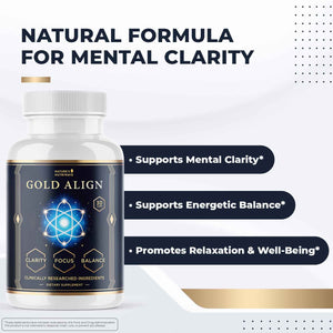 Gold Align - Holy Basil Capsules with Sage, Goldenseal, Monoatomic Gold - Herbal Supplement for Overall Health,100% Natural - Made in USA, Non-GMO, GMP-Certified - 30 Capsules, 1 Month Supply