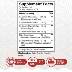 Nature’s NutriWave ZenSulin - Natural Liquid Supplement with Cinnamon, Licorice Root, Turmeric & More - 60ml, 1 Month Supply - Non-GMO, Gluten-Free, Made in USA