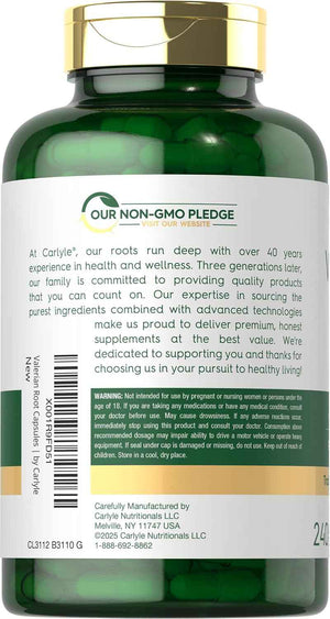 Carlyle Valerian Root Extract Supplement - 240 Capsules - Traditional Herbal Formula - Non-GMO & Gluten Free