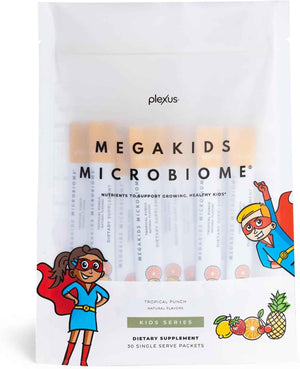Plexus MegaKids Microbiome 30 Single Serve Packets - 50mg vegetarian DHA, choline, lutein & prebiotic fiber - suitable for kids 2+