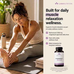 Luma Nutrition Magnesium Glycinate 1000mg Supplement - 60 Capsules