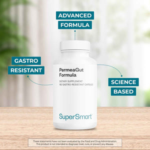 Supersmart PermeaGut Formula (High Potency) - with L-Glutamine, ButiShield Calcium Butyrate, Zinc-L-Carnosine - Gut Barrier Support - Vegan & Gluten Free - 180 Gastro-Resistant Capsules