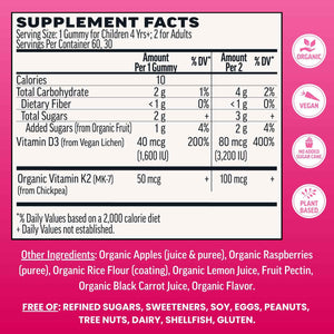 Llama Naturals Vitamin D3, Vegan, Organic Immune Support Supplement, Vitamin D Gummies for Adults and Kids, Real Fruit Gummy Vitamins, Promotes Bone Health