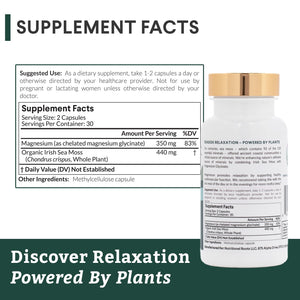 Nutritional Roots - Magnesium + Irish Sea Moss - 350mg Magnesium Glycinate & Organic Irish Sea Moss - Essential Minerals - Supports Heart & Bone Health - Dietary Supplement - 30 Servings - 60 Capsules Nutritional RootsBuy Supplements Australia
