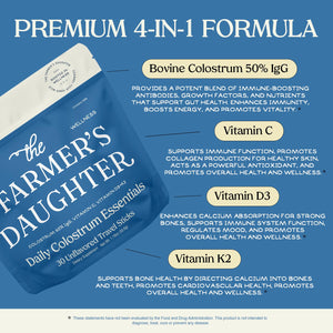 THE FARMER'S DAUGHTER Colostrum Powder | Unflavored | Gut Health & Bloating | Hair, Skin & Nails | Immunity Supplement | 30 Individual Travel Stick Packs THE FARMER'S DAUGHTER buy supplements Au