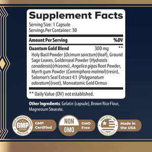 Gold Align - Holy Basil Capsules with Sage, Goldenseal, Monoatomic Gold - Herbal Supplement for Overall Health,100% Natural - Made in USA, Non-GMO, GMP-Certified - 30 Capsules, 1 Month Supply