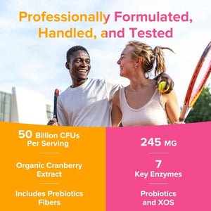 NewRhythm Women's Probiotics 50 Billion + Digestive Enzymes 245 mg Bundle, Gut Harmony Boost & Feminine Wellness, 120 Capsules Total (Pack of 2)