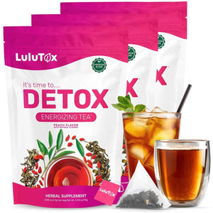 Lulutox Herbal Tea Bundle - Chamomile Lavender Herbal Tea (28 Tea Bags) & Peach Herbal Tea (84 Servings) - Caffeine-Free Herbal Tea Variety Pack