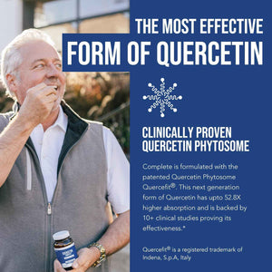 Quercetin Complete Quercetin Phytosome with 50X Higher Absorption - Most Effective Form of Quercetin - Enhanced with Bromelain, Zinc & Vitamin C (60 Capsules)