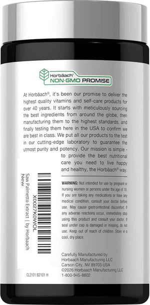 Horbäach Saw Palmetto Extract - 120 Capsules - from Saw Palmetto Berries - Non-GMO and Gluten Free Formula