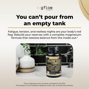 gflow vitamins Magnesium Complex Supplement - 10 Active Forms, Glycinate, Citrate, Malate, Oxide, Taurate, Aspartate, Gluconate, Ascorbate, Lactate, Carbonate, Plus More with Vitamin C B1 B2 B6 B12 gflow vitamins buy supplements Au