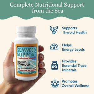 Maine Coast Sea Vegetables Seaweed Support Iodine Formula - Source of Iodine from Seaweed - Daily Use Iodine Supplement - Organic Alaria, Rockweed, Sea Lettuce, Dulse & Bladderwrack blend - 60 Capsule