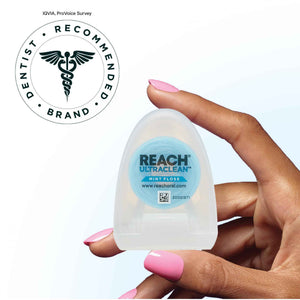 REACH Ultraclean Dental Floss, Mint, Plaque Remover for Teeth, Shred Resistant, Waxed, Easy on Gums & Teeth, Mint, Oral Care