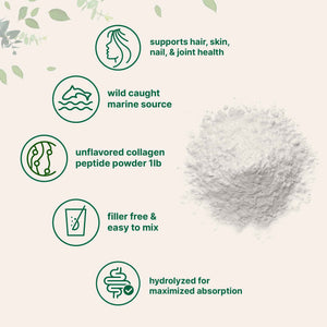Micro Ingredients Marine Collagen Peptides Powder, 1 lb - Type I Marine Collagen + Natural Protein - Wild-Caught Fish Source