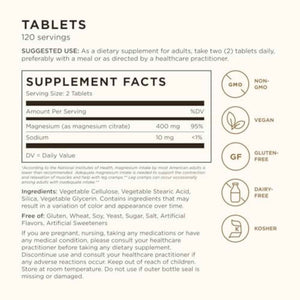 Solgar Magnesium Citrate, 120 Tablets - Promotes Healthy Bones - Supports Nerve & Muscle Function - Non GMO, Vegan, Gluten Free, Dairy Free, Kosher - 60 Servings, Standard Packaging