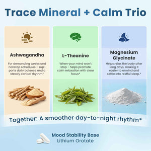 Lithium Orotate 5/10mg, L-Theanine 200mg, Ashwagandha 300mg - Mood Focus Memory Brain Supplements with Bacopa Monnieri, Lion’s Mane, Magnesium, Zinc D3 B6 Folate B12