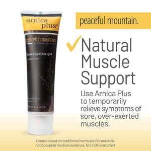 Peaceful Mountain Arnica Plus Homeopathic Gel - Natural Homeopthic Gel for Sore or cramping Muscles - 2oz