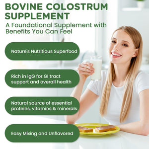 MICYDELAS Bovine Colostrum Supplement Powder 50% IgG Premium Bovine Colostrum for Gut Health Support, Immune Support, Muscle Recovery & Overall Wellness, Grass Fed, Non-GMO, Unflavored, 60 Servings MICYDELAS buy supplements Au