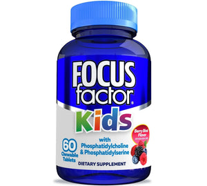 Focus Factor Kids Complete Daily Chewable Vitamins: Multivitamin & Neuro Nutrient (Brain Function) w/Vitamin B12, C, D3-60 Count Focus Factor