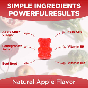 Feelherbs Metabolism Gummies for Women and Men Digestion & Energy, 60 Count Apple Cider Vinegar Gummies with Vitamin B12 & Beet Root, Chewable Keto ACV Vitamin for Metabolism & Detox Cleanse