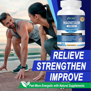Magnesium Complex Supplement - 1000mg with 8 Magnesium Forms: Glycinate, Citrate, Malate, Taurate & Orotate - Supports Muscle Function, Bone Strength & Relaxation - Vegan, Non-GMO - 180 Capsules PJRYC buy supplements Au