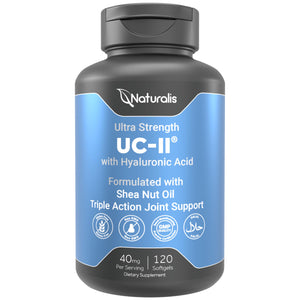 Naturalis UC-II 40 mg with Hyaluronic Acid and Shea Nut Oil | Enhanced Undenatured Type II Collagen for Better Joint Health, Mobility & Flexibility | Gluten-Free & Non-GMO | 120 Softgels Naturalis buy supplements Au