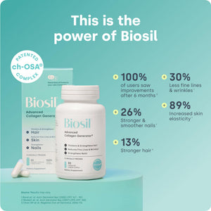 Biosil Collagen Booster Supplement - 120 Original Capsules - Patented ch-OSA Activator for Skin, Hair, Nails & Joints - Supports Natural Production - 60-Day Supply Biosil buy supplements Au