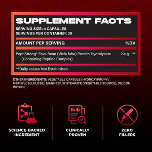 Huge Muscle Growth Peptides, Unique PeptiStrong Peptide Complex, Clinically Studied, Supports Muscle Protein Synthesis, Strength, Performance & Recovery, Advanced Peptide Technology, 30 Servings