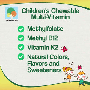 Raise Them Well Tasty Chewable Kids Multivitamin, All-Natural Colors, Flavors & Sweeteners, Daily Essential Vitamins for Children, Easy-to-Chew Vitamins, Strawberry