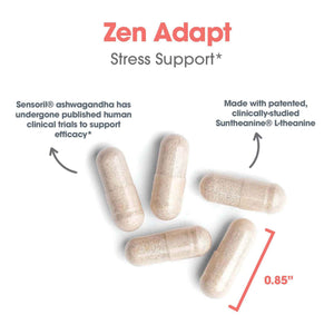ARG Zen Adapt - 200 mg L-Theanine, 125 mg Ashwagandha & 550 mg GABA - Supports Stress Response and Calmness - Vegetarian Capsules - Hypoallergenic Formula - 30 Servings - 60 Capsules