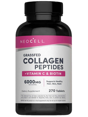 NeoCell Collagen Peptides Pills - 270 Caplets - with Vitamin C and Biotin - Grass Fed Bovine - Hair, Skin, & Nails - for Women and Men