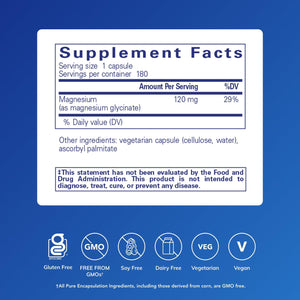 Pure Encapsulations Magnesium (Glycinate) - Supplement to Support Stress Relief, Sleep, Heart Health, Nerves, Muscles, and Metabolism* - with Magnesium Glycinate - 180 Capsules Pure Encapsulations buy supplements Au