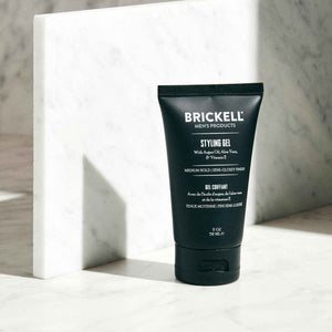 Brickell Men's Hair Styling Hair Gel For Men, All Day Hold for Glossy Style, With Argan Oil, Vitamin E, and Aloe, Scented, 2 Ounce