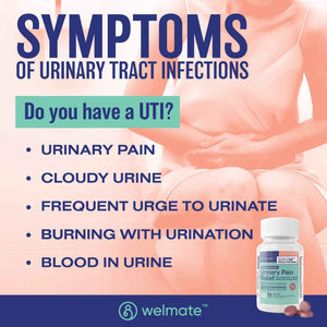 WELMATE Urinary Pain UTI Relief Maximum Strength (Phenazopyridine HCL) - Improve Urinary Tract Health & Bladder Control, Urgency, & Discomfort - Over-The-Counter Medication for Men & Women (72 Pills)
