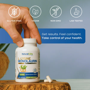Natural Cure Labs L-Lysine with Monolaurin 600mg 1:1 Ratio, 100 Capsules Natural Cure Labs buy supplements Au