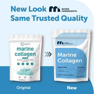 Micro Ingredients Marine Collagen Protein Powder, 1 Pound - Wild Caught Fish Source - Hydrolyzed Peptides - Unflavored, Keto, & Paleo Friendly - Easy to Mix, Non-GMO