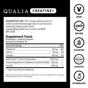 Qualia Creatine | Advanced Creatine Complex | 2 Sources + Magnesium | Optimized Absorption | Muscle Performance, Brain Function, & Healthy Aging (30 Servings) QUALIA LIFE SCIENCES buy supplements Au