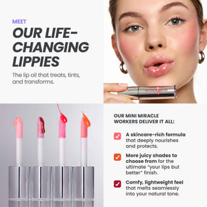 Wonderskin Lip Oil Rehab Serum - Tinted Lip Oil, Hydrating, Moisturizing, and Non-Sticky Deep Red Tint Serum for Dry Lips (Honey)