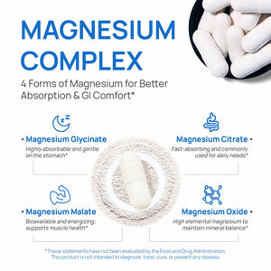 Selerb Magnesium Complex for Women and Men-Glycinate,Malate,Citrate,Oxide Supports Calm, Sleep, Muscle & Energy with D3, B6, Zinc, Slippery Elm & DGL Gentle on Stomach 90 Capsules Selerb buy supplements Au