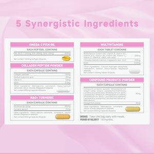 Natener 6 in 1 Women Vaginal Probiotics, 80B CFU Lactobacillus + 800mg Omega-3 + 250mg NAD+ + 179.5mg Vitamin C Promote Healthy Vaginal Odor & Vaginal Flora LLVYUOBuy Supplements Australia