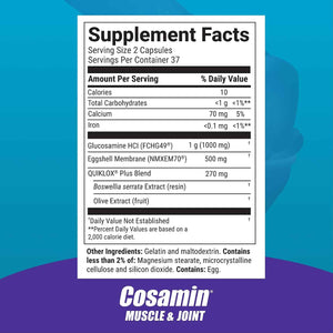 Nutramax Cosamin Muscle & Joint Health Supplement, 74 Capsules - Works to Decrease Cartilage Breakdown, Supports Joints, and Reduces Muscle Soreness to Accelerate Recovery After Exercise