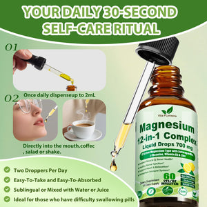 12-in-1 Magnesium Complex Liquid Drops, Chelated Magnesium Citrate Glycinate Taurate Malate Aspartate w. Ashwagandha Theanine D3 & Zinc for Relaxation Sleep Immune Health & Muscle Function丨Women Men. Vita PLynxera buy supplements Au